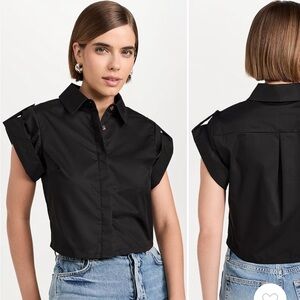 Hevron leonora Black Women's Collared Top